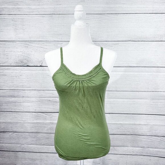 Basic Tank Top | Spaghetti Strap | Textured | Green | Medium | Y2K | Women - Picture 1 of 12